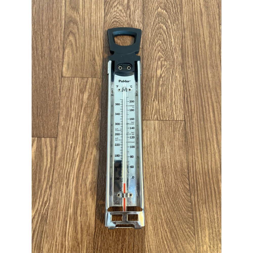Polder Stainless Steel Candy and Deep Fry Thermometer with Pot Clip Analog 400F